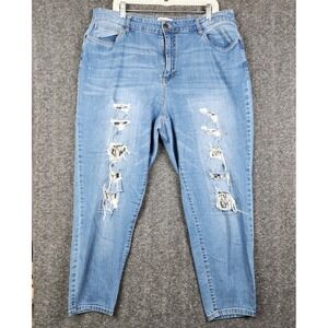 Dollhouse Distressed Jeans Women Size 20 Blue Snakeskin Patch Ripped DB-2845DHXL